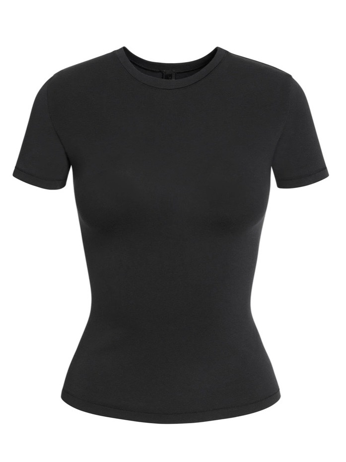 Skims Black Cotton Jersey Short Sleeve Crewneck Tee Size Xl